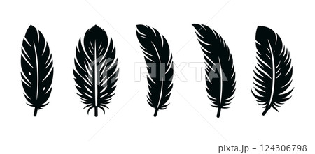 Feather weight light black vector icon. Smooth...のイラスト素材 [124306798 ...