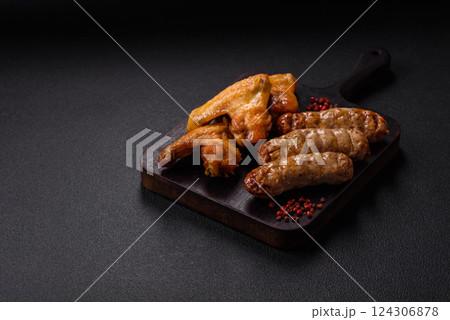 Grilled chicken wings with salt and spices Grilled chicken wings with salt and spices 124306878