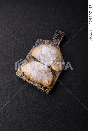 Sweet dumplings with fruits and berries 124307147