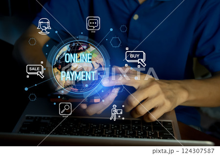 Online payment concept, online payment of services and products 124307587