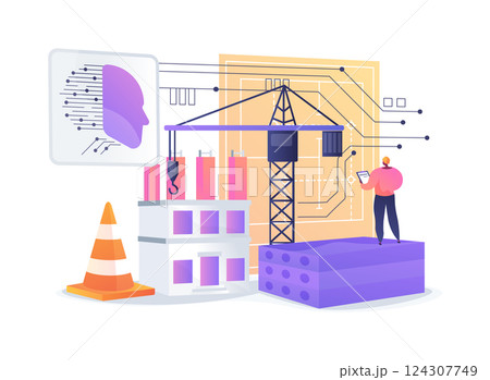 AI-Enhanced Structural Integrity abstract concept vector illustration. 124307749