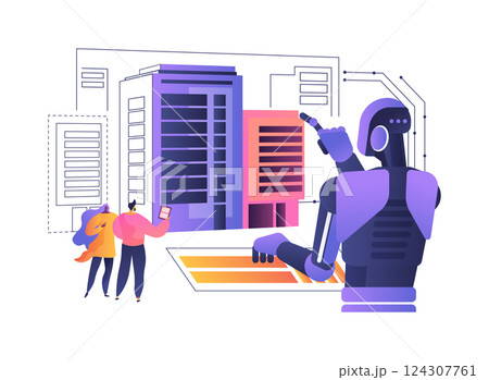 AI-Enhanced Virtual Reality Walkthroughs abstract concept vector illustration. 124307761