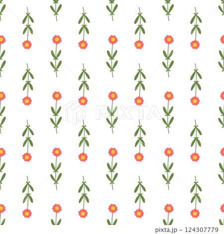 Seamless floral pattern. Colorful background in trendy minimalist style with herbal elements and gentle flowers. Seamless floral pattern. Colorful background in trendy minimalist style with herbal elements and gentle flowers. 124307779