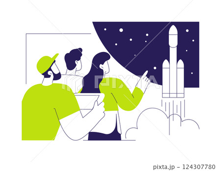 Satellite launch abstract concept vector illustration. 124307780