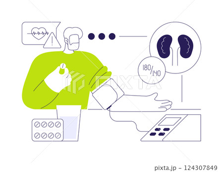 Hypertension treatment abstract concept vector illustration. 124307849