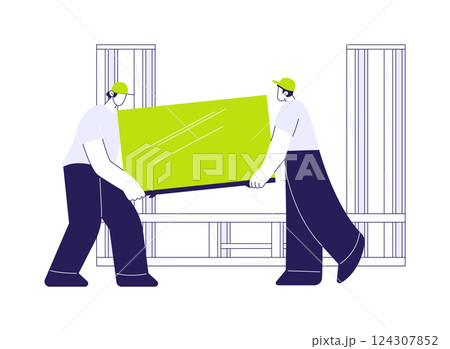 Entertainment center installation abstract concept vector illustration. 124307852