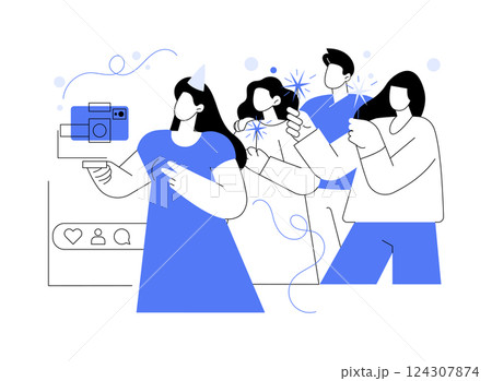 Posting happy moments isolated cartoon vector illustrations. Posting happy moments isolated cartoon vector illustrations. 124307874