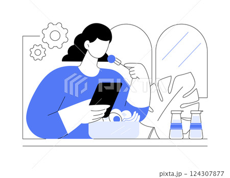 Scrolling social media isolated cartoon vector illustrations. Scrolling social media isolated cartoon vector illustrations. 124307877