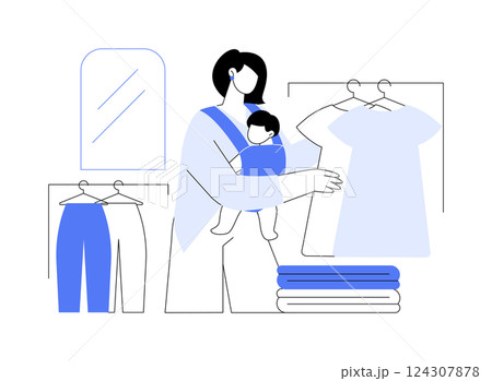 Shopping with a baby isolated cartoon vector illustrations. Shopping with a baby isolated cartoon vector illustrations. 124307878