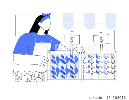 Farmers market isolated cartoon vector illustrations. 124308018