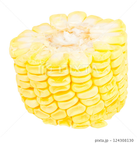 sweetcorn slice isolated on white background 124308130
