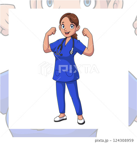 Nurse cartoon mascot character design 124308959