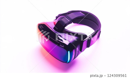 A modern virtual reality headset showcases cutting-edge technology. Its futuristic design captivates the imagination and promises immersive experiences. Generative AI 124309561