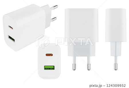 Stylish power adapter in a minimalistic design. 124309932