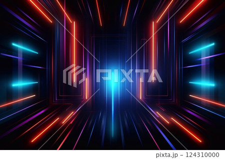 Abstract neon illusion. Digital neon art. Generative AI 124310000