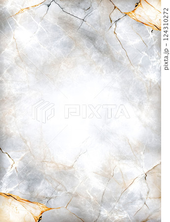 White marble texture background with golden veins and cracks 124310272