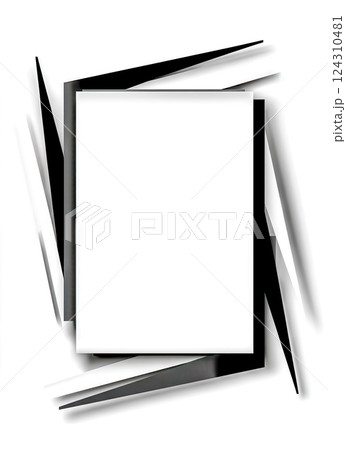 White rectangle surrounded by black and white blades creating dynamic composition 124310481