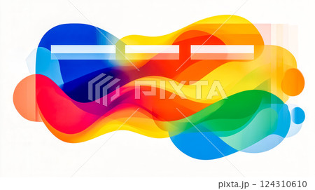 Colorful abstract swirl with overlapping shapes creating a dynamic visual 124310610