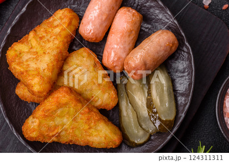 Hash browns with potatoes and onions, salt and spices 124311311