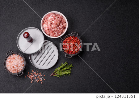 Metal press for making minced meat cutlets for burgers Metal press for making minced meat cutlets for burgers 124311351