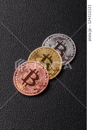 Bitcoin cryptocurrency dummy in the form of a round iron coin 124312121