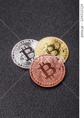 Bitcoin cryptocurrency dummy in the form of a round iron coin 124312124