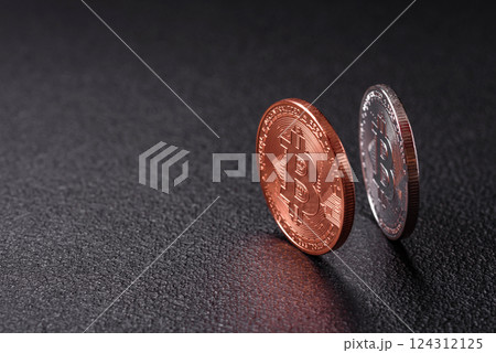 Bitcoin cryptocurrency dummy in the form of a round iron coin 124312125