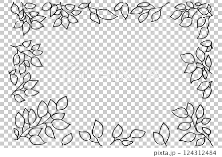 Hand-drawn botanical line drawing frame illustration of leaves and grass Vector Hand-drawn botanical line drawing frame illustration of leaves and grass Vector 124312484
