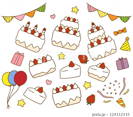 ケーキ_バースデー_パーティー_クリスマス_素材 124312535