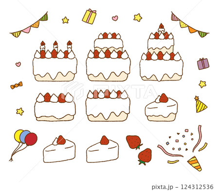 ケーキ_バースデー_パーティー_クリスマス_素材 124312536