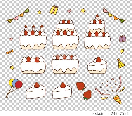 ケーキ_バースデー_パーティー_クリスマス_素材 124312536