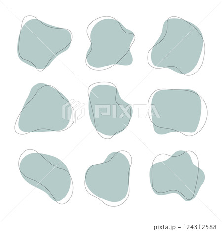 A set of irregular soft-edged abstract shapes in pastel tones. Perfect for digital backgrounds and graphic design. 124312588