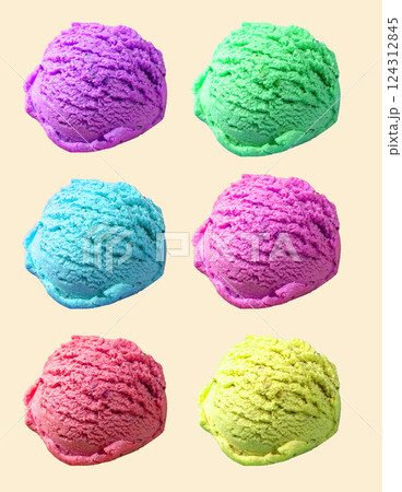 Ice cream ball pattern isolated on color background 124312845