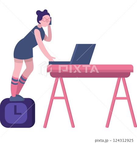 Woman office manager at workplace vector icon Woman office manager at workplace vector icon 124312925