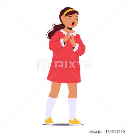 Experienced little girl child cartoon character singing son having vocal artistic performance 124313090