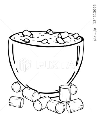 cup with marshmallows vector sketch cup with marshmallows vector sketch 124313096