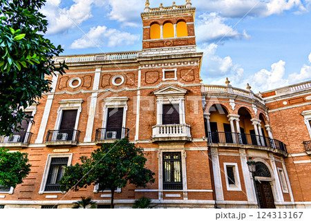 Facade of the Archbishop's Palace of Valencia in the old town	 124313167