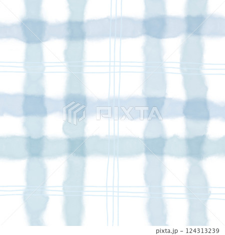 Light Blue Plaid Gingham Hand Drawn Background Pattern Overlay 124313239