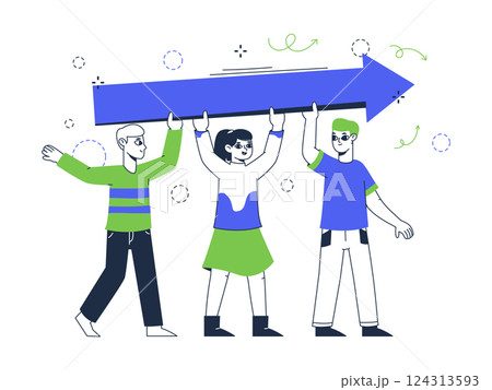 Business growth strategy concept. Company leadership and business goal achievement, successful sales strategy marketing flat vector illustration. Business goals scene 124313593