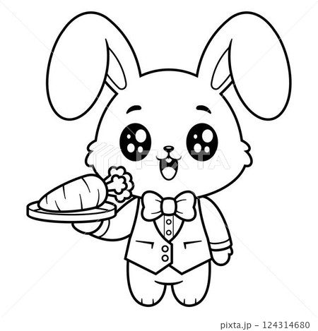 Bunny becomes a waiter, for coloring 124314680