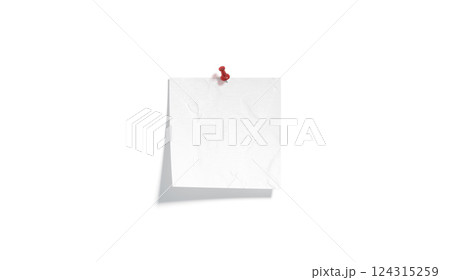 Blank white pinned paper note mockup, depth of field 124315259