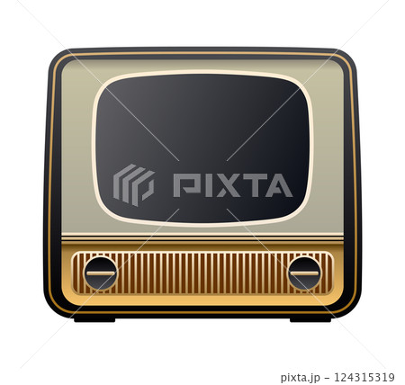 Retro TV with golden frame from the 50s or 60s. Retro TV with golden frame from the 50s or 60s. 124315319