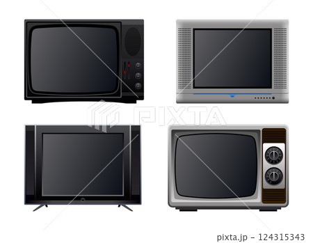 Set of four retro televisions from 1980s and 1990s Set of four retro televisions from 1980s and 1990s 124315343