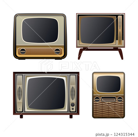 Set of four vintage televisions from the 1960s and 1970s 124315344
