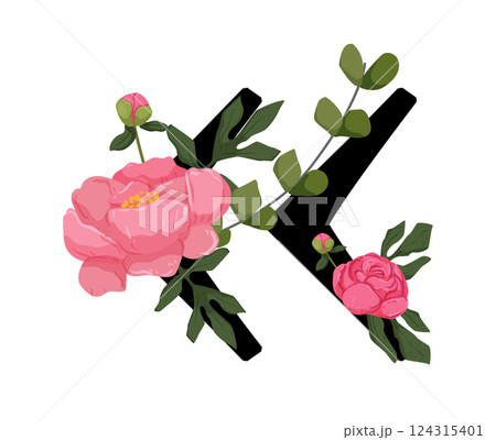 Vector sign with flowers decorations Vector sign with flowers decorations 124315401