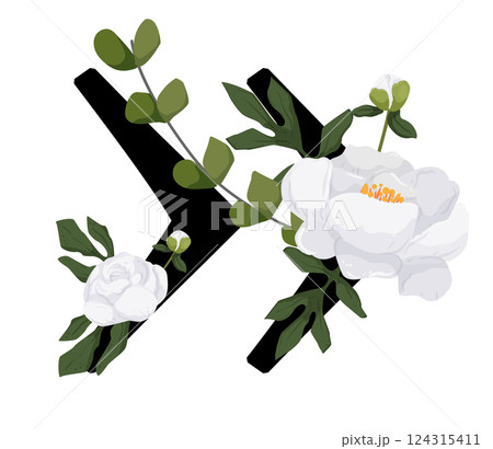 Vector sign with flowers decorations 124315411