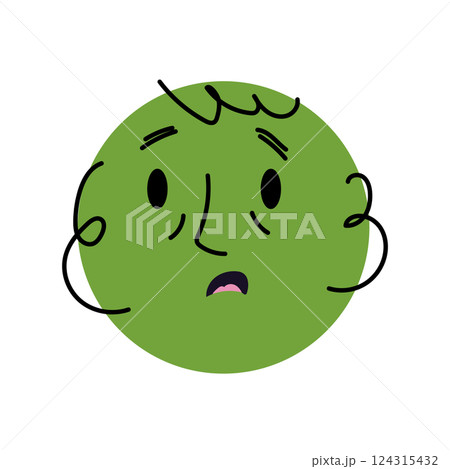 Green Smiley with Concerned Look 124315432