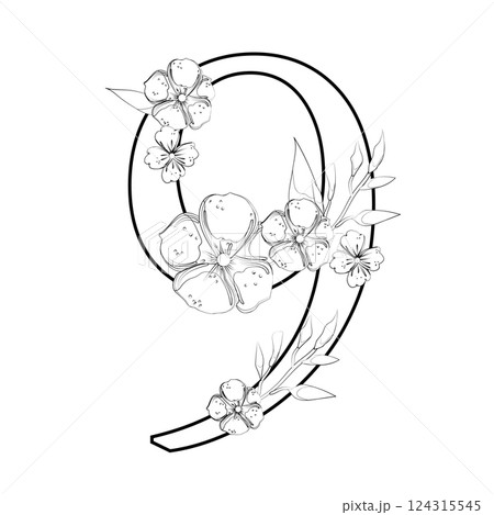 Vector sign with flowers decorations 124315545