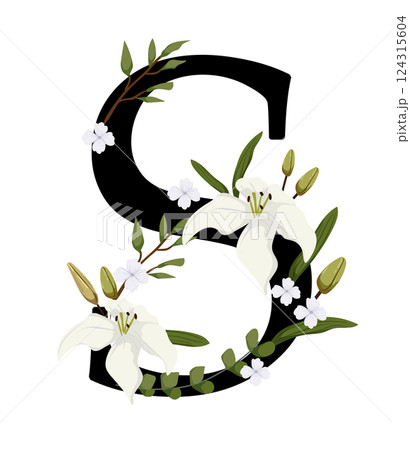 Vector sign with flowers decorations Vector sign with flowers decorations 124315604