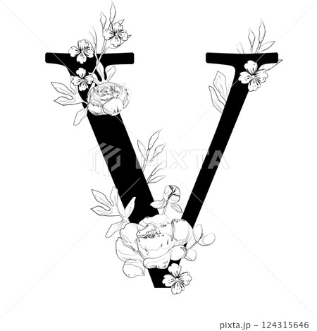 Vector sign with flowers decorations Vector sign with flowers decorations 124315646